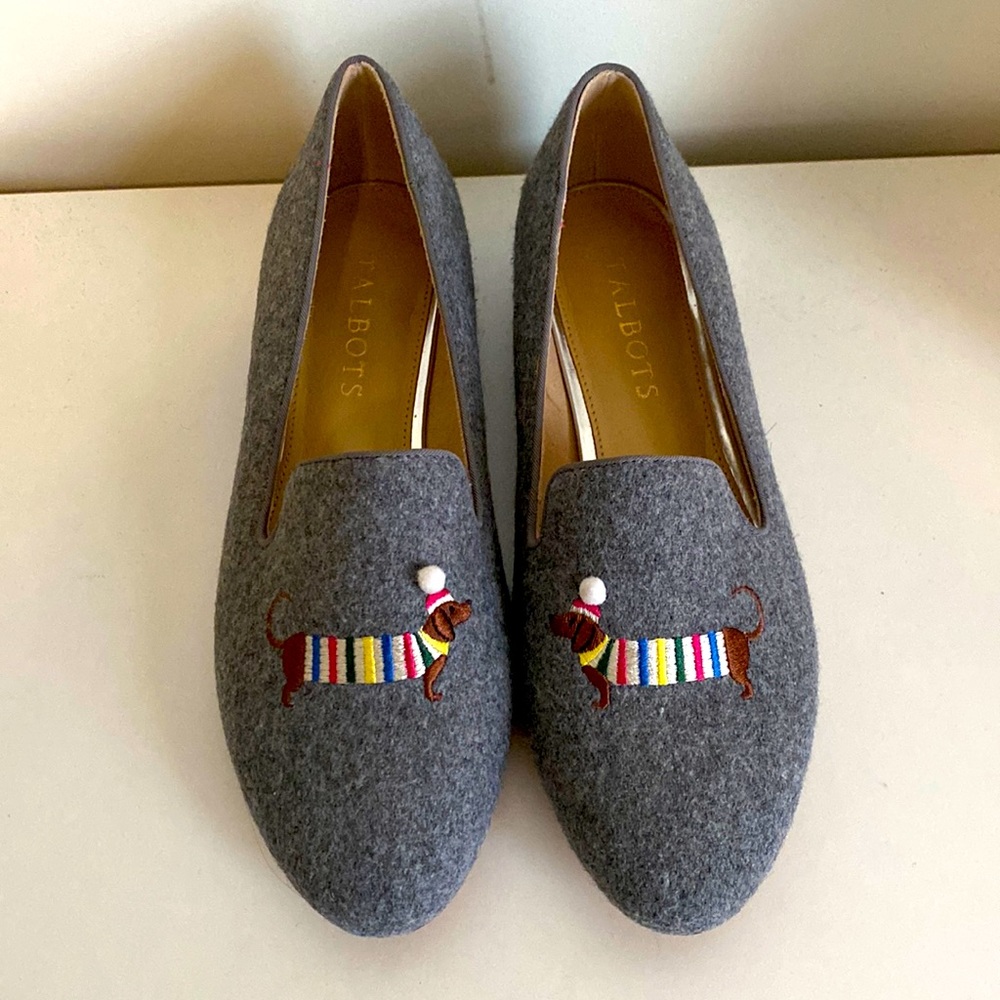Talbots Dog Animal Lover Loafers Shoes | Dachshund Gray